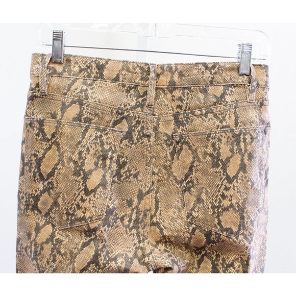 FRAME Le High Coated Snakeskin Python Print Skinny Crop Jeans Size 27 Tan - Picture 9 of 10